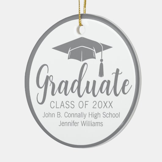 Chic Silver Grey Afstuderen Foto 2025 Kerst Keramisch Ornament (Links)