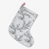 Chic Silver Grey Branches Kerstmis Grote Kerstsok (Voorkant (Hangend))