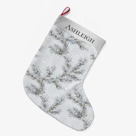 Chic Silver Grey Branches Kerstmis Grote Kerstsok