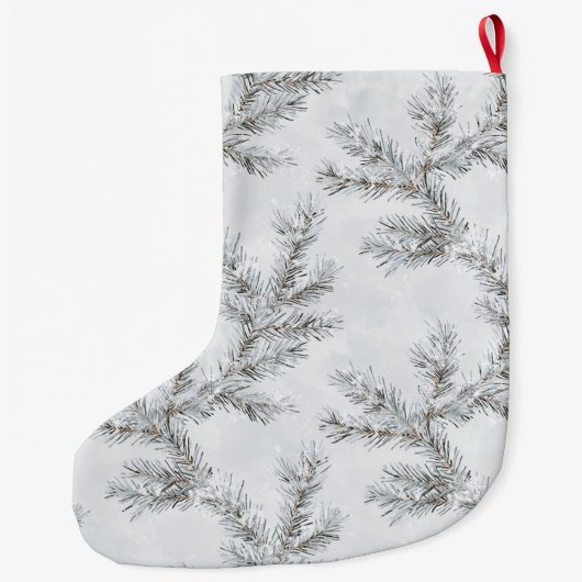 Chic Silver Grey Branches Kerstmis Grote Kerstsok (Achterkant)