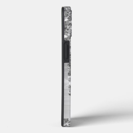 Chic Silver Grey Glitter Drift Monogram Roze Metaa Case-Mate iPhone Case (Achterkant / Rechts)