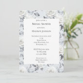 Chic Silver Grey White Rose Bloemen Vrijgezellenfe Kaart (Staand voorkant)