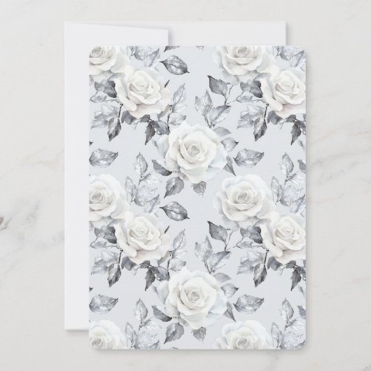 Chic Silver Grey White Rose Bloemen Vrijgezellenfe Kaart (Achterkant)