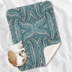 chic Silver grijs turquoise blue rhinestone krista Sherpa Deken