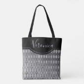 Chic Silver Harlequin gepersonaliseerde Canvas tas (Achterkant)
