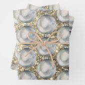 Chic Silver-kerstbal Gold Glitter Sparkles Inpakpapier Vel (In situ)