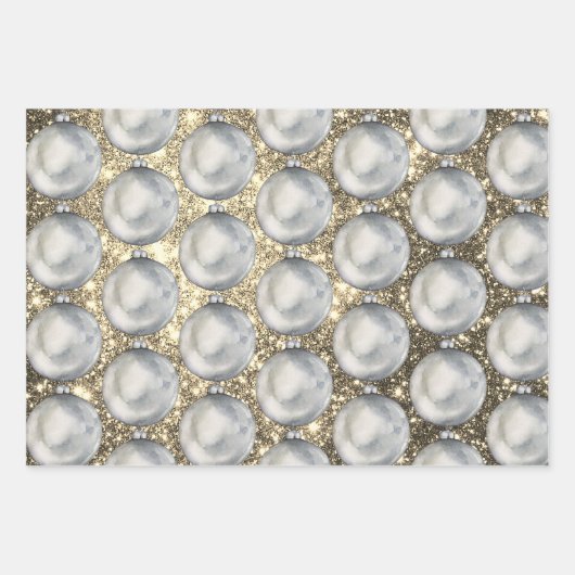 Chic Silver-kerstbal Gold Glitter Sparkles Inpakpapier Vel (Voorkant)