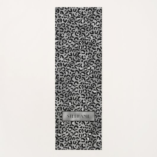 Chic Silver Leopard-afdrukken op maat Yogamat (Voorkant)