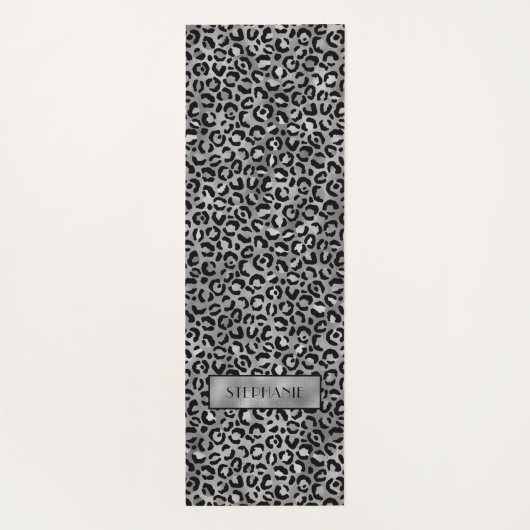 Chic Silver Leopard-afdrukken op maat Yogamat (Achterkant)