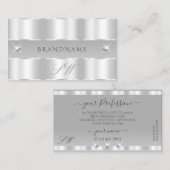 Chic Silver Light Grey Sparging Diamonds Initialen Visitekaartje (Voorkant / Achterkant)