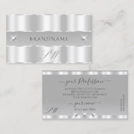 Chic Silver Light Grey Sparging Diamonds Initialen Visitekaartje