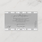 Chic Silver Light Grey Sparging Diamonds Initialen Visitekaartje (Achterkant)