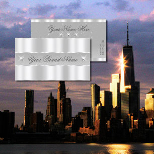 Chic Silver Light Grey Sparging Diamonds Stijlvol Visitekaartje