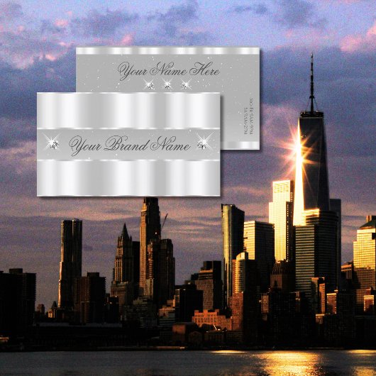 Chic Silver Light Grey Sparging Diamonds Stijlvol Visitekaartje