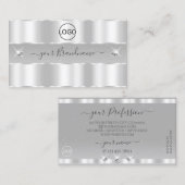 Chic Silver Light Grey Sparging Diamonds Voeg Logo Visitekaartje (Voorkant / Achterkant)