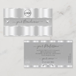 Chic Silver Light Grey Sparging Diamonds Voeg Logo Visitekaartje
