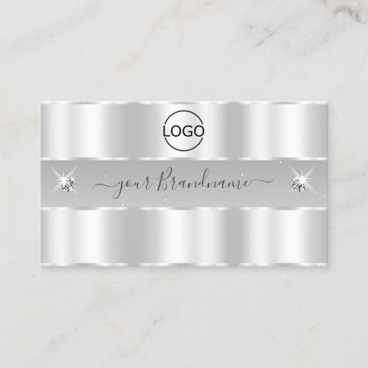 Chic Silver Light Grey Sparging Diamonds Voeg Logo Visitekaartje (Voorkant)