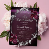 Chic Silver Lijst Bourgogne Rozen Sweet 16 Kaart