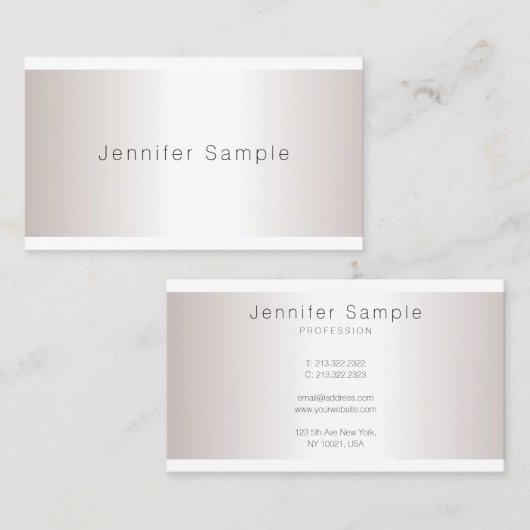 Chic Silver-look Minimalist Plain Trendy Salon Visitekaartje (Voorkant / Achterkant)