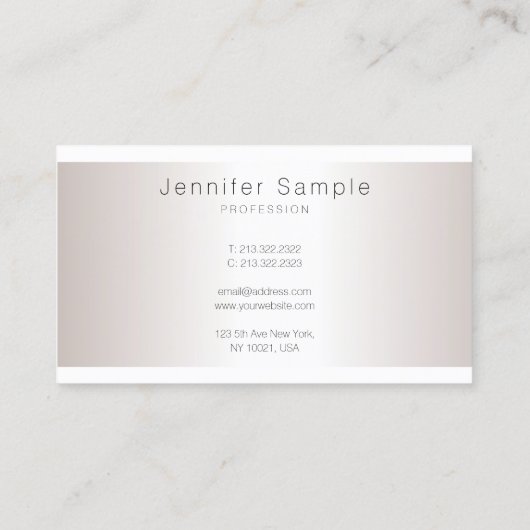 Chic Silver-look Minimalist Plain Trendy Salon Visitekaartje (Achterkant)
