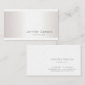 Chic Silver-look Modern Slank Design Luxe Salon Visitekaartje (Voorkant / Achterkant)