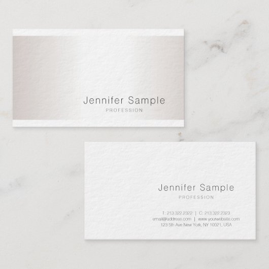 Chic Silver-look Modern Slank Design Luxe Salon Visitekaartje (Voorkant / Achterkant)