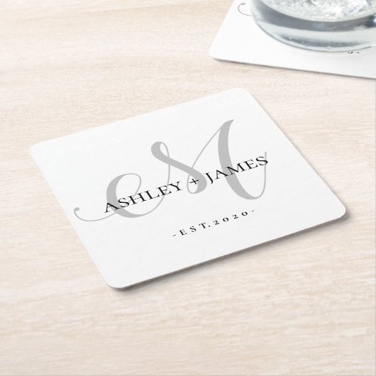 Chic Silver M Monogram de Naam van het Manuscript Kartonnen Onderzetters (Schuin)