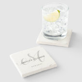 Chic Silver M Monogram de Naam van het Manuscript  Stenen Onderzetter (Zijkant)