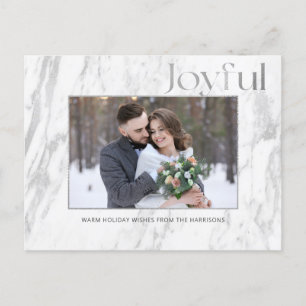 Chic Silver Marble Joyful Typography Foto Briefkaart