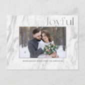 Chic Silver Marble Joyful Typography Foto Briefkaart (Voorkant)