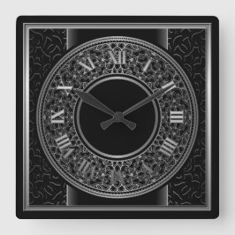 Chic Silver Medallion 2 Vierkante Klok