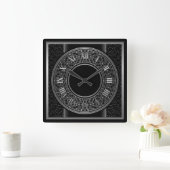 Chic Silver Medallion 2 Vierkante Klok (Huis)