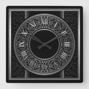 Chic Silver Medallion 2 Vierkante Klok