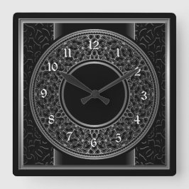 Chic Silver Medallion Vierkante Klok