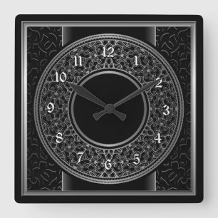 Chic Silver Medallion Vierkante Klok