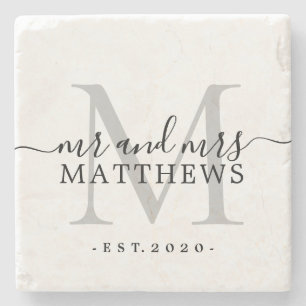 Chic Silver Monogram de Naam van het Manuscript We Stenen Onderzetter