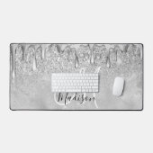 Chic Silver ombre glitter druppelt monogram Bureaumat (Keyboard & Muis)