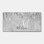 Chic Silver ombre glitter druppelt monogram Bureaumat (Voorkant)
