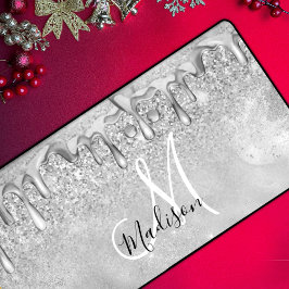 Chic Silver ombre glitter druppelt monogram Bureaumat