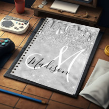 Chic Silver ombre glitter druppelt monogram