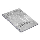 Chic Silver ombre glitter druppelt monogram Notitieboek (Rechterzijde)