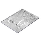 Chic Silver ombre glitter druppelt monogram Notitieboek (Linkerzijde)
