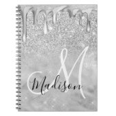 Chic Silver ombre glitter druppelt monogram Notitieboek (Voorkant)
