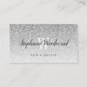 Chic Silver Ombre Glitter Monogram Hair Salon Visitekaartje (Voorkant)