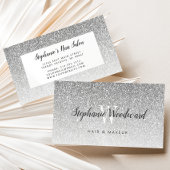 Chic Silver Ombre Glitter Monogram Hair Salon Visitekaartje