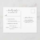 Chic Silver Paarse Floral Eucalyptus Wedding RSVP Briefkaart (Achterkant)