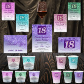 Chic Silver & Paarse Glitter 18e Verjaardag Gift Shot Glas
