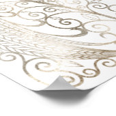 Chic Silver Peacock Bruids Tea Party Welkomstbord Poster (Hoek)