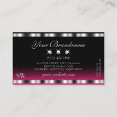 Chic Silver Pink Black Sparging Diamonds Initialen Visitekaartje (Achterkant)