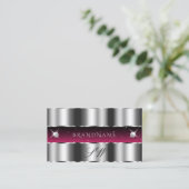 Chic Silver Pink Black Sparging Diamonds Visitekaartje (Staand voorkant)